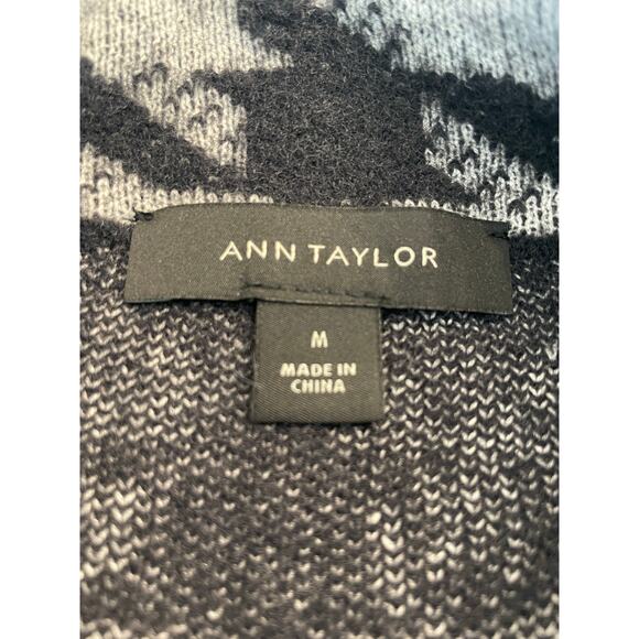 Ann Taylor  Houndstooth Black White Crop mock neck sweater MED - Picture 4 of 9